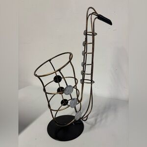 Metal Saxophone Sculpture in Black and Gold